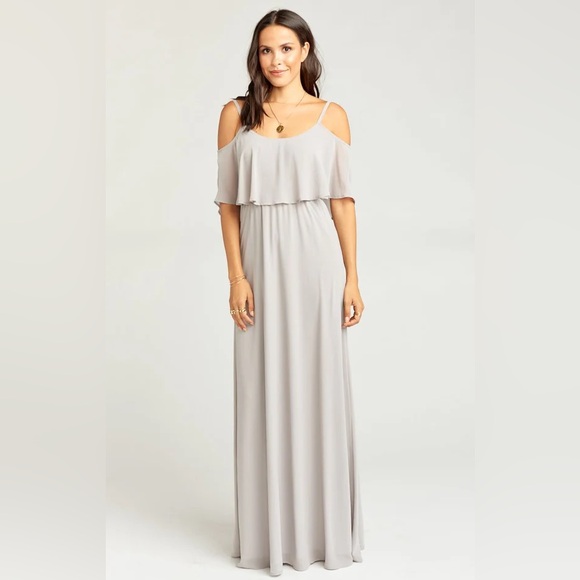 Show Me Your Mumu Elegant Tan Off-Shoulder Maxi Dress - Picture 1 of 5